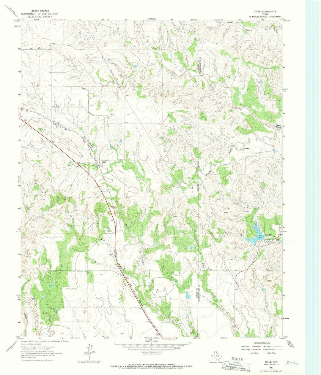 1963 Giles, TX - Texas - USGS Topographic Map