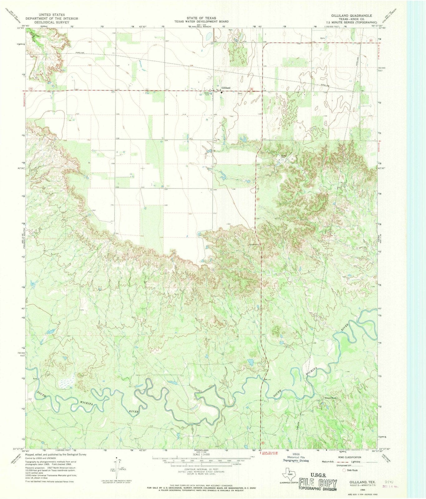 1966 Gilliland, TX - Texas - USGS Topographic Map