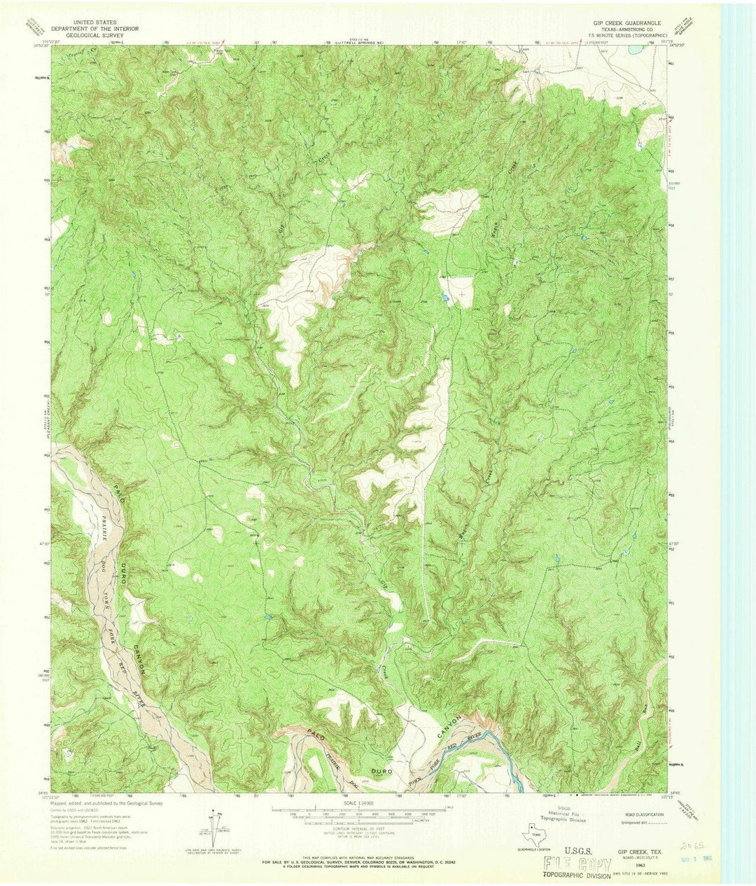 1963 Gip Creek, TX - Texas - USGS Topographic Map