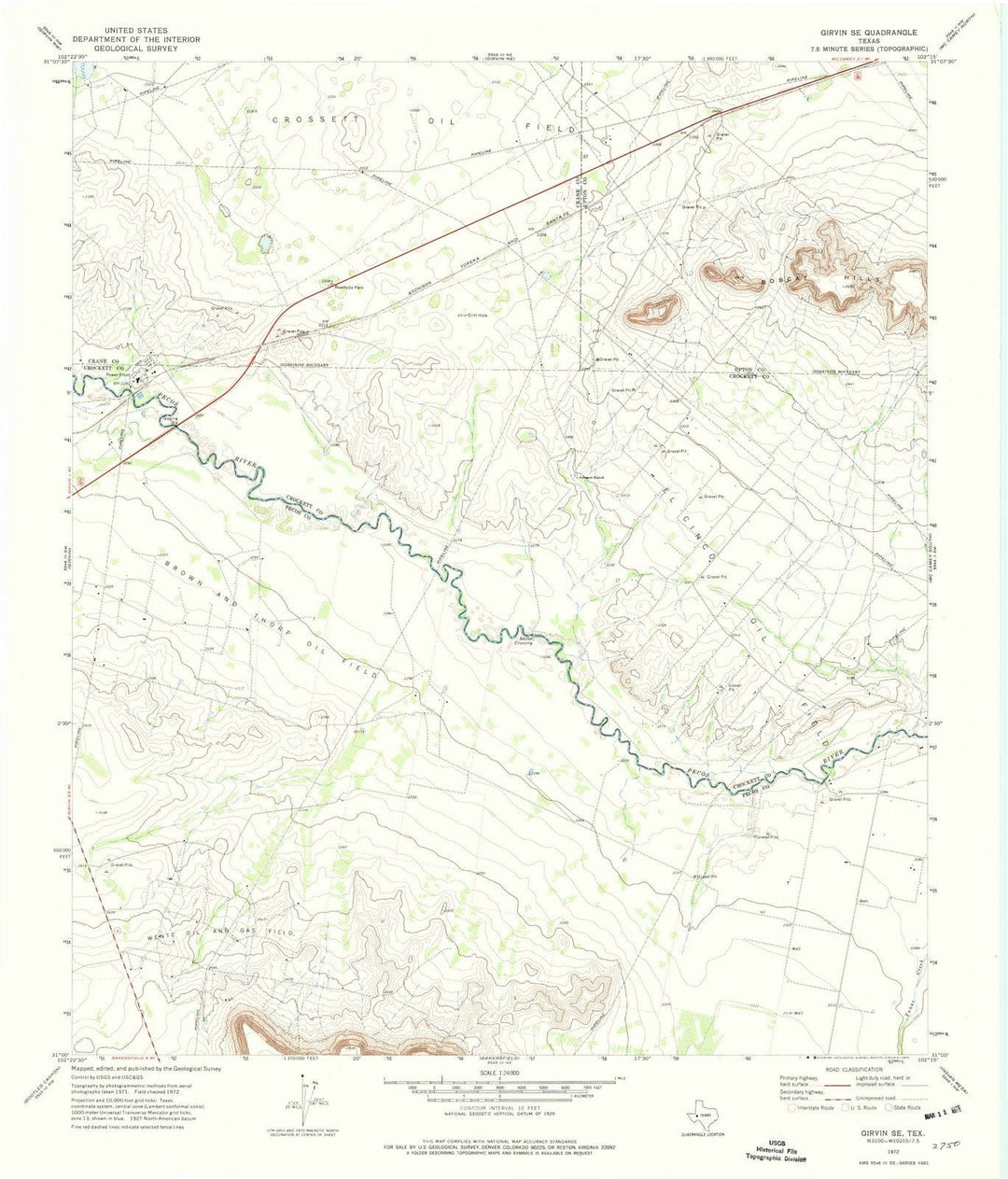 1972 Girvin, TX - Texas - USGS Topographic Map v3