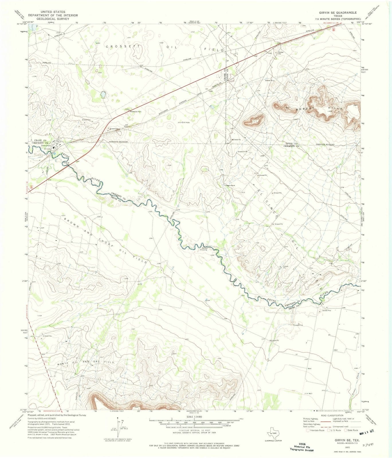 1972 Girvin, TX - Texas - USGS Topographic Map v3