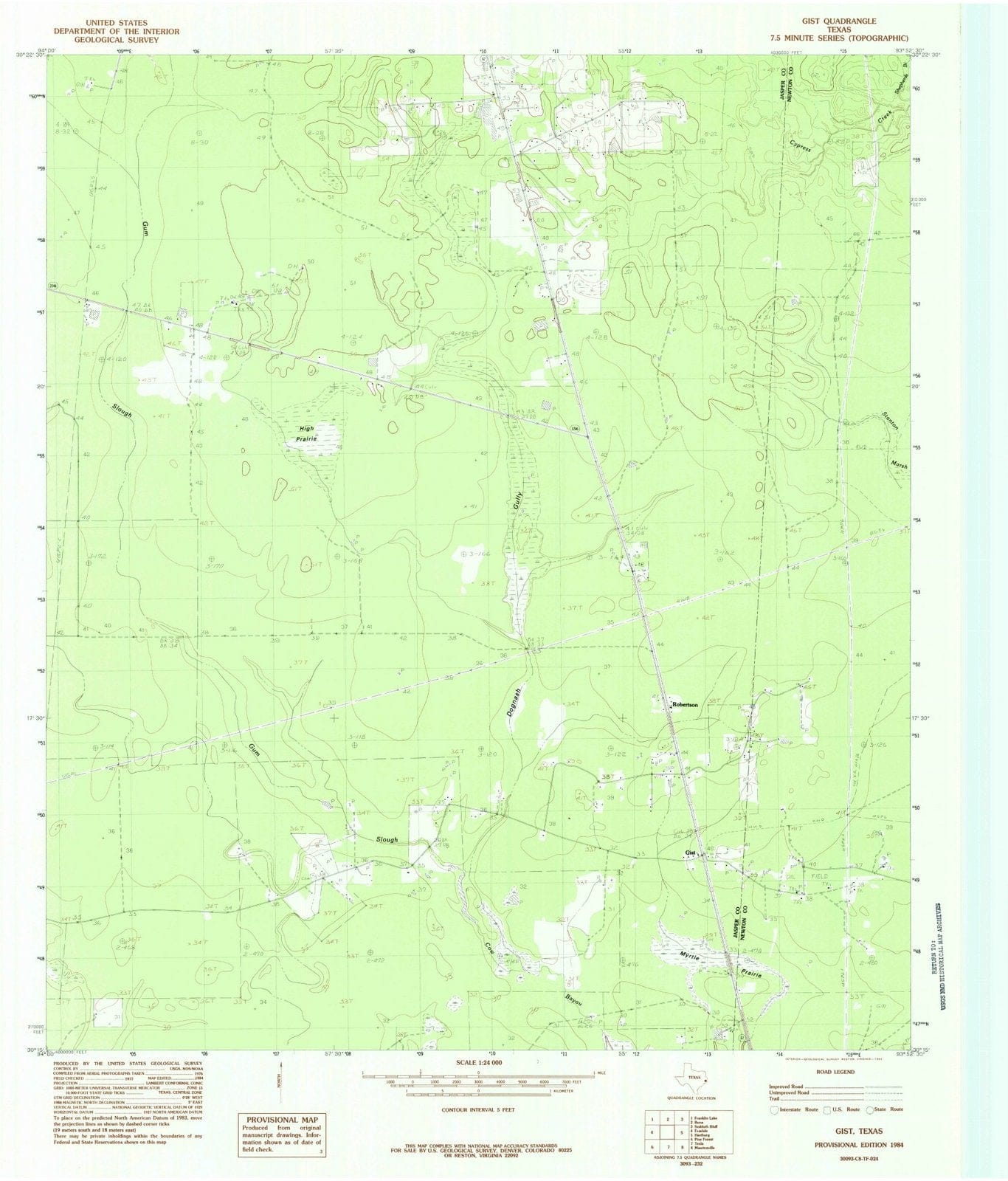 1984 Gist, TX - Texas - USGS Topographic Map
