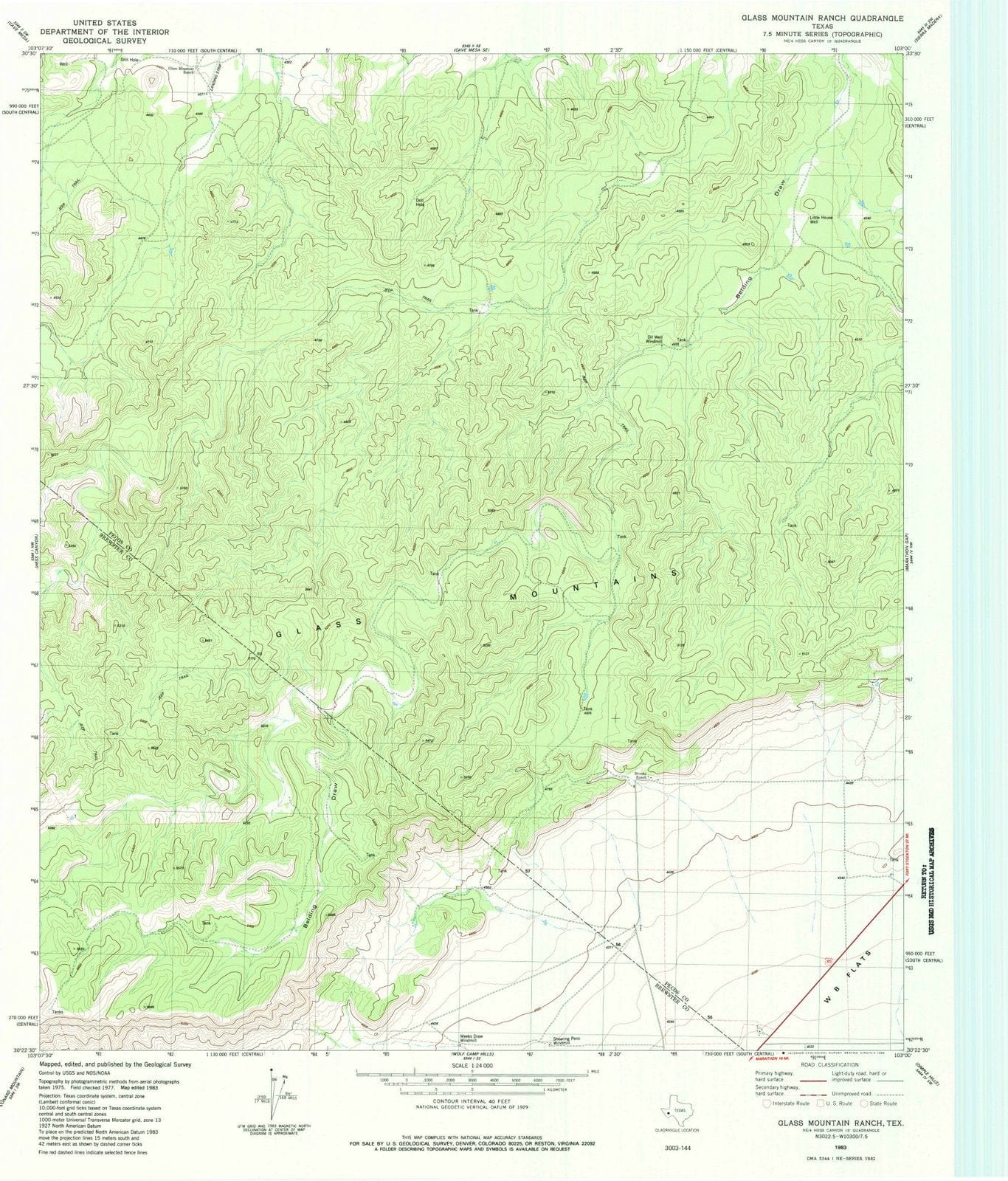 1983 Glass Mountain Ranch, TX - Texas - USGS Topographic Map