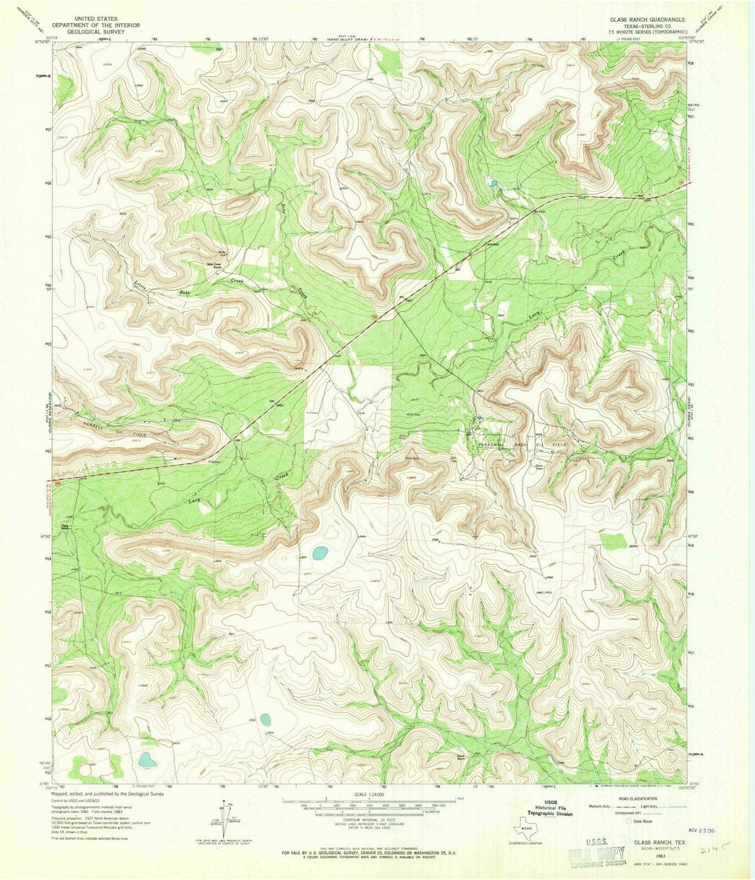 1963 Glass Ranch, TX - Texas - USGS Topographic Map