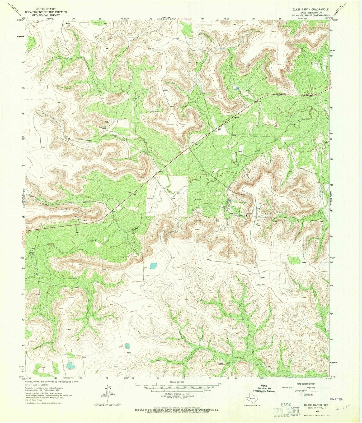 1963 Glass Ranch, TX - Texas - USGS Topographic Map