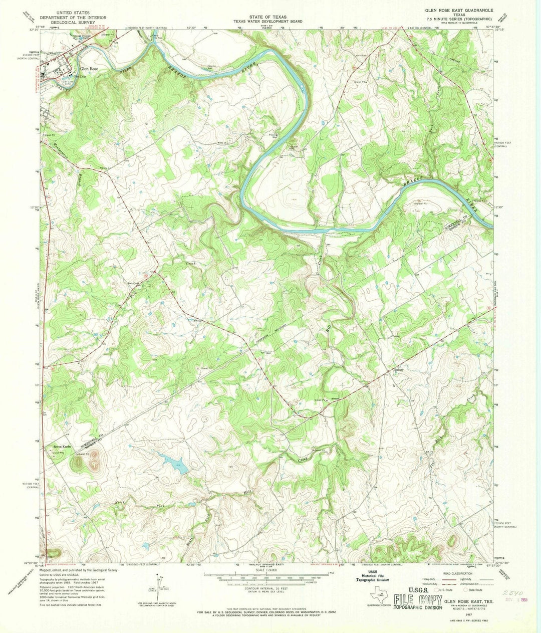 1967 Glen Rose East, TX - Texas - USGS Topographic Map