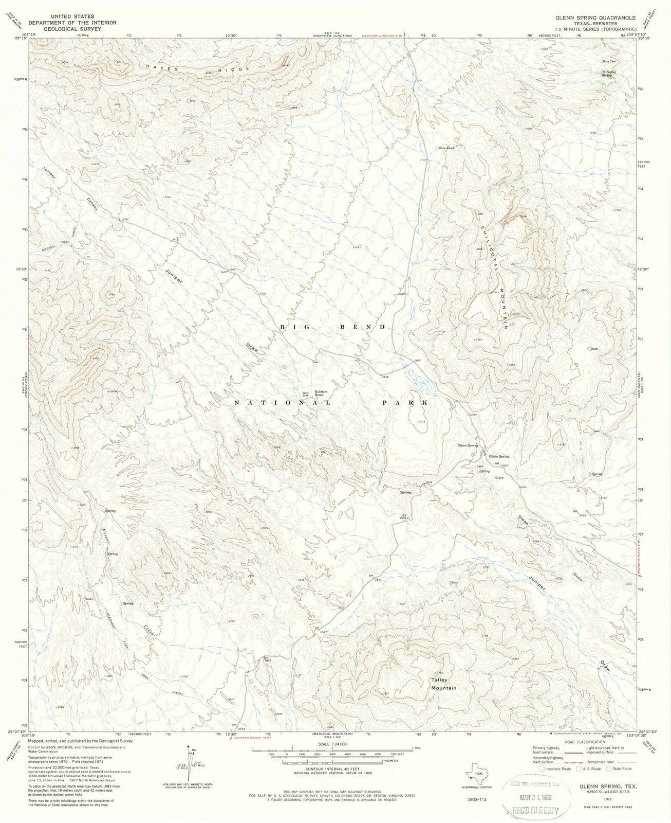 1971 Glenn Spring, TX - Texas - USGS Topographic Map