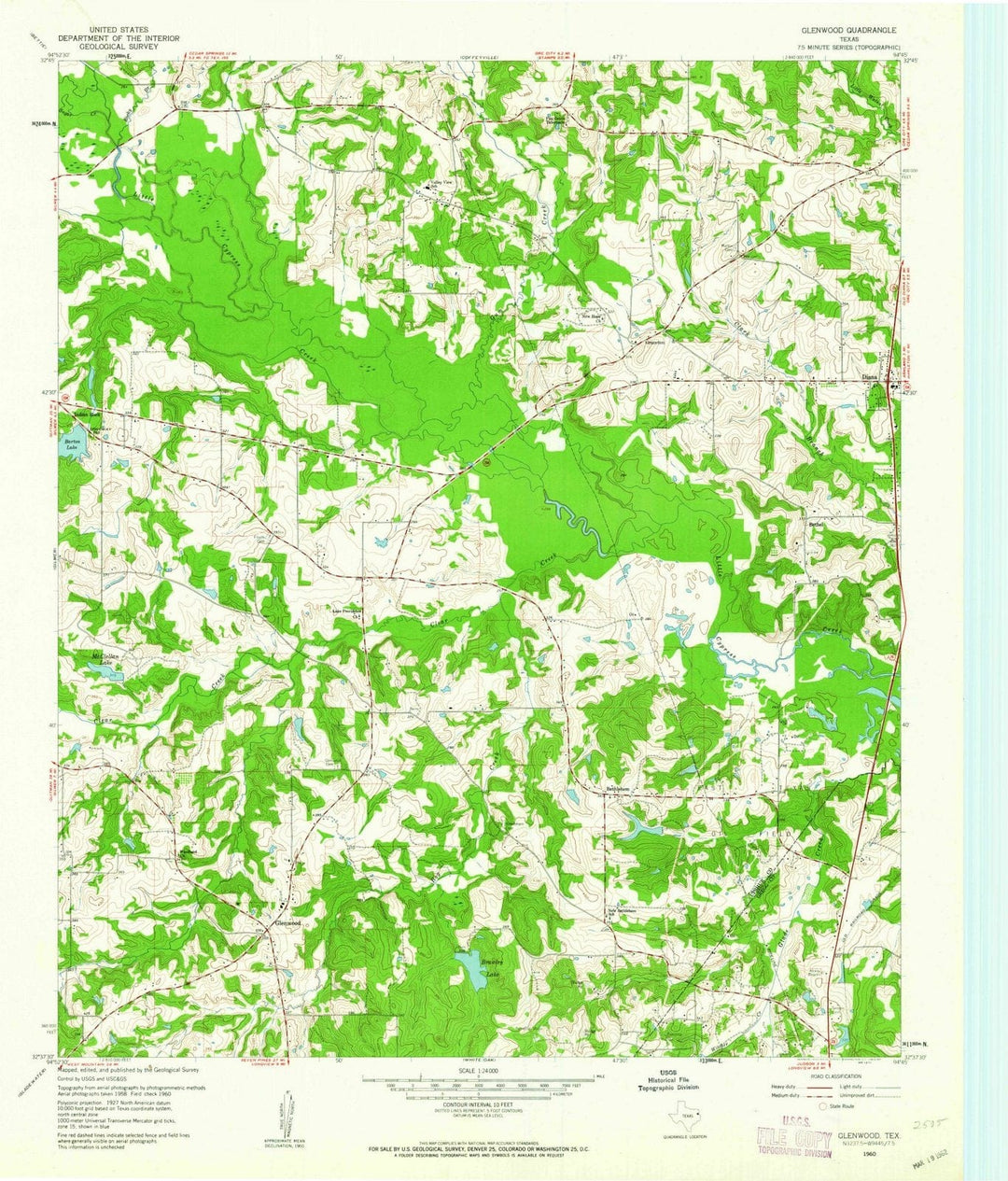 1960 Glenwood, TX - Texas - USGS Topographic Map