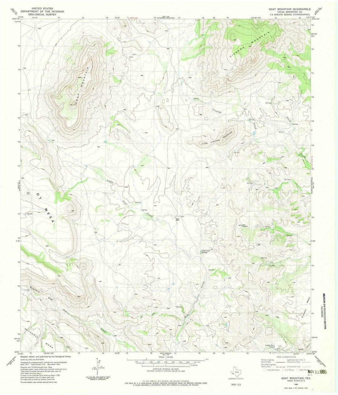 1983 Goat Mountain, TX - Texas - USGS Topographic Map