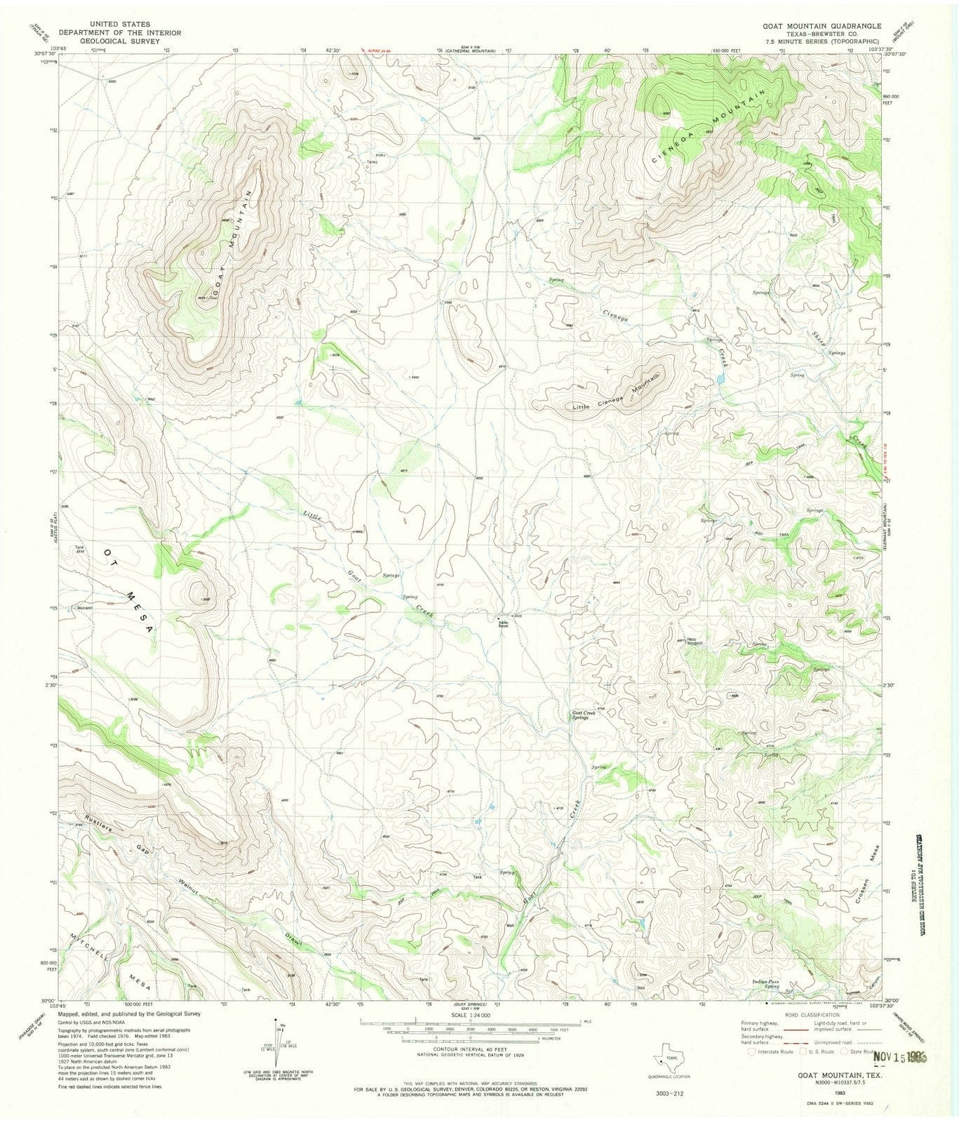 1983 Goat Mountain, TX - Texas - USGS Topographic Map