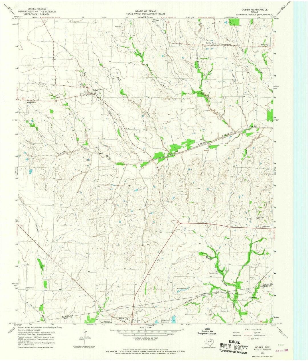 1964 Gober, TX - Texas - USGS Topographic Map