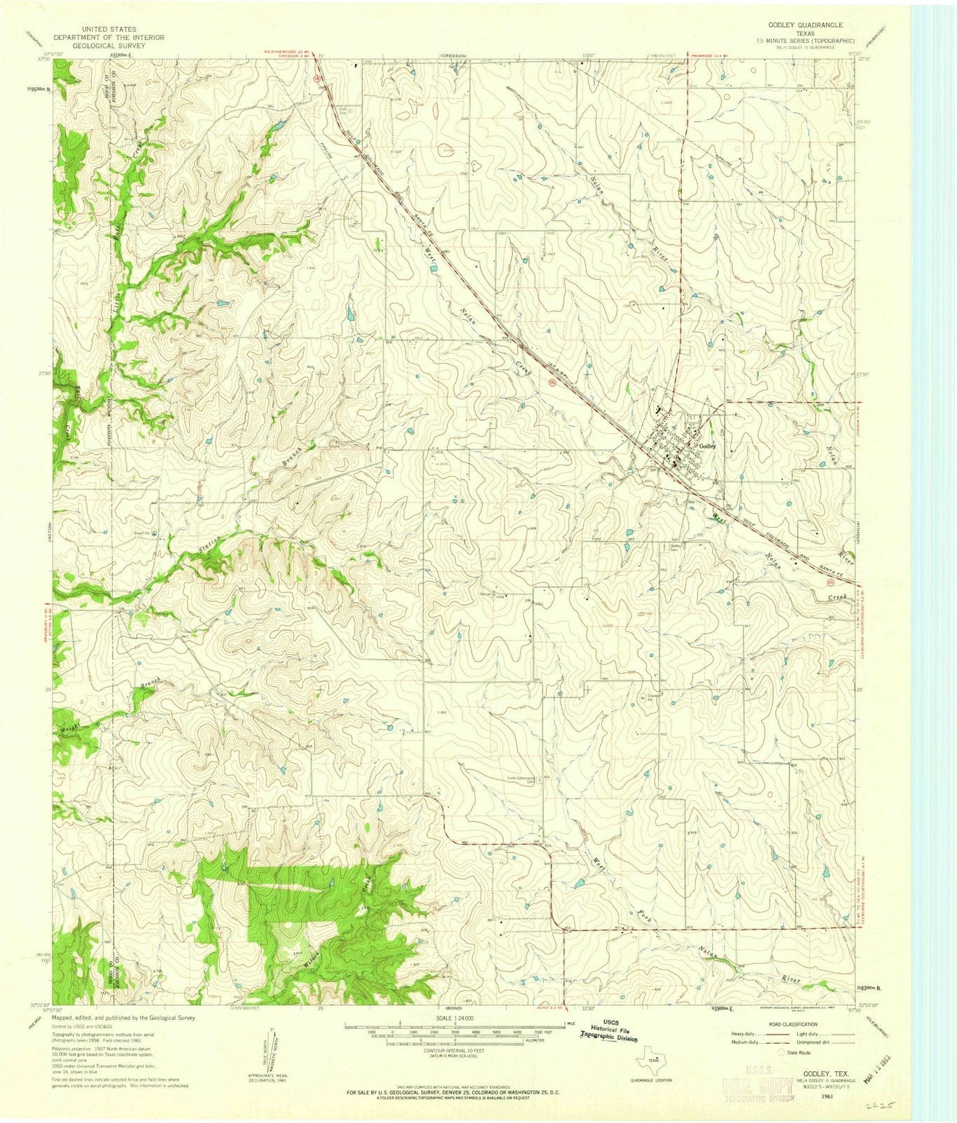 1961 Godley, TX - Texas - USGS Topographic Map