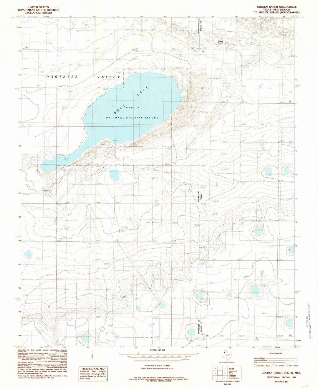 1985 Golden Ranch, TX - Texas - USGS Topographic Map