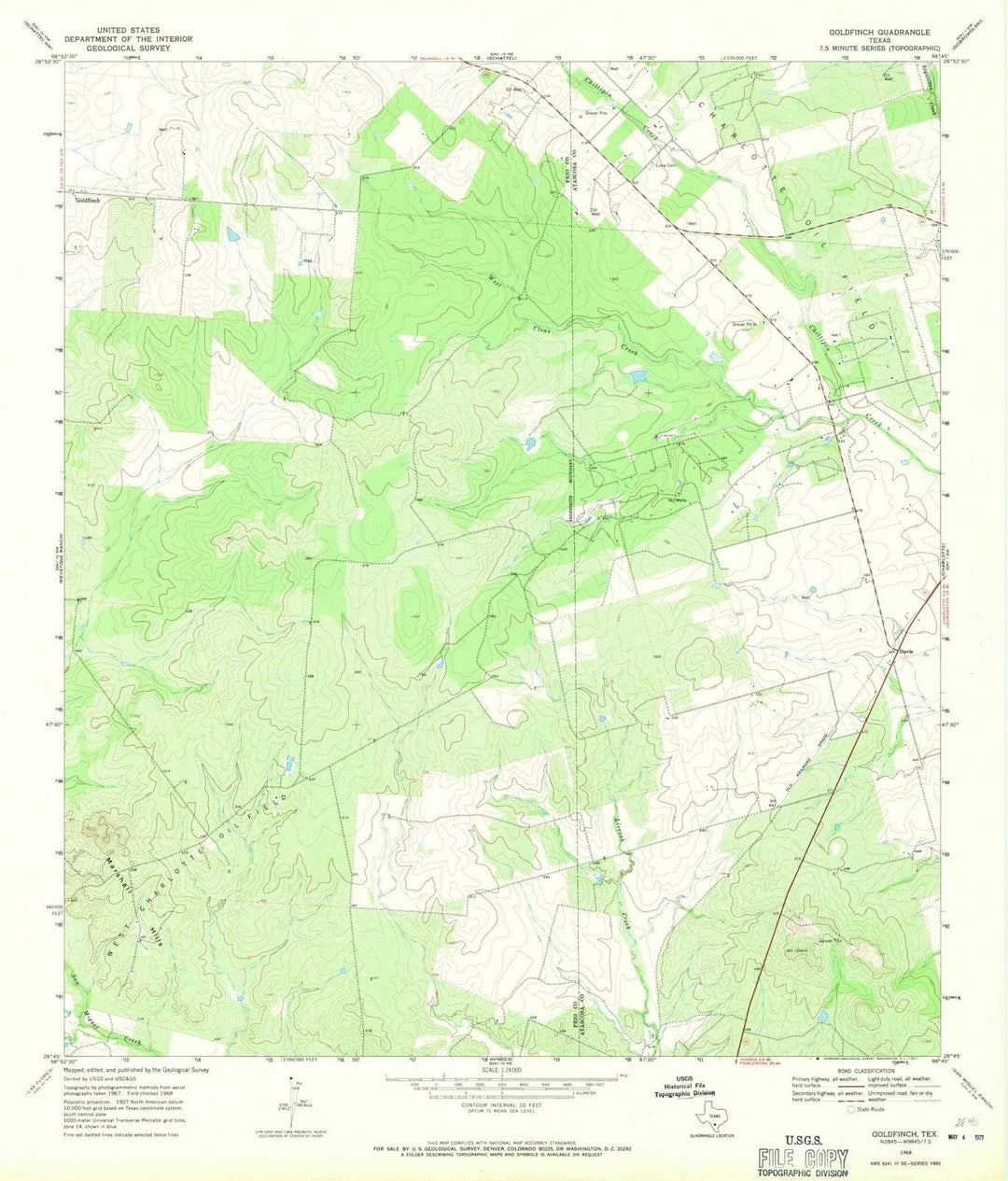 1968 Goldfinch, TX - Texas - USGS Topographic Map