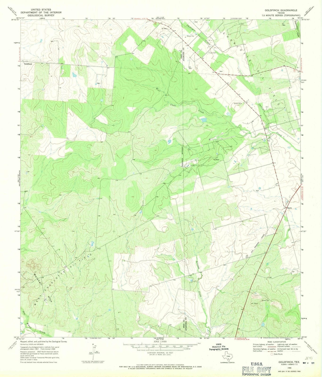 1968 Goldfinch, TX - Texas - USGS Topographic Map