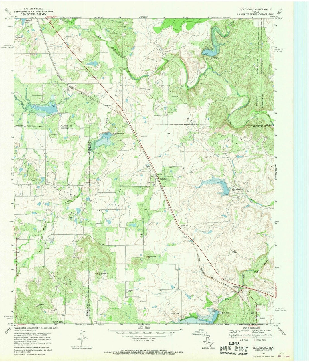 1967 Goldsboro, TX - Texas - USGS Topographic Map