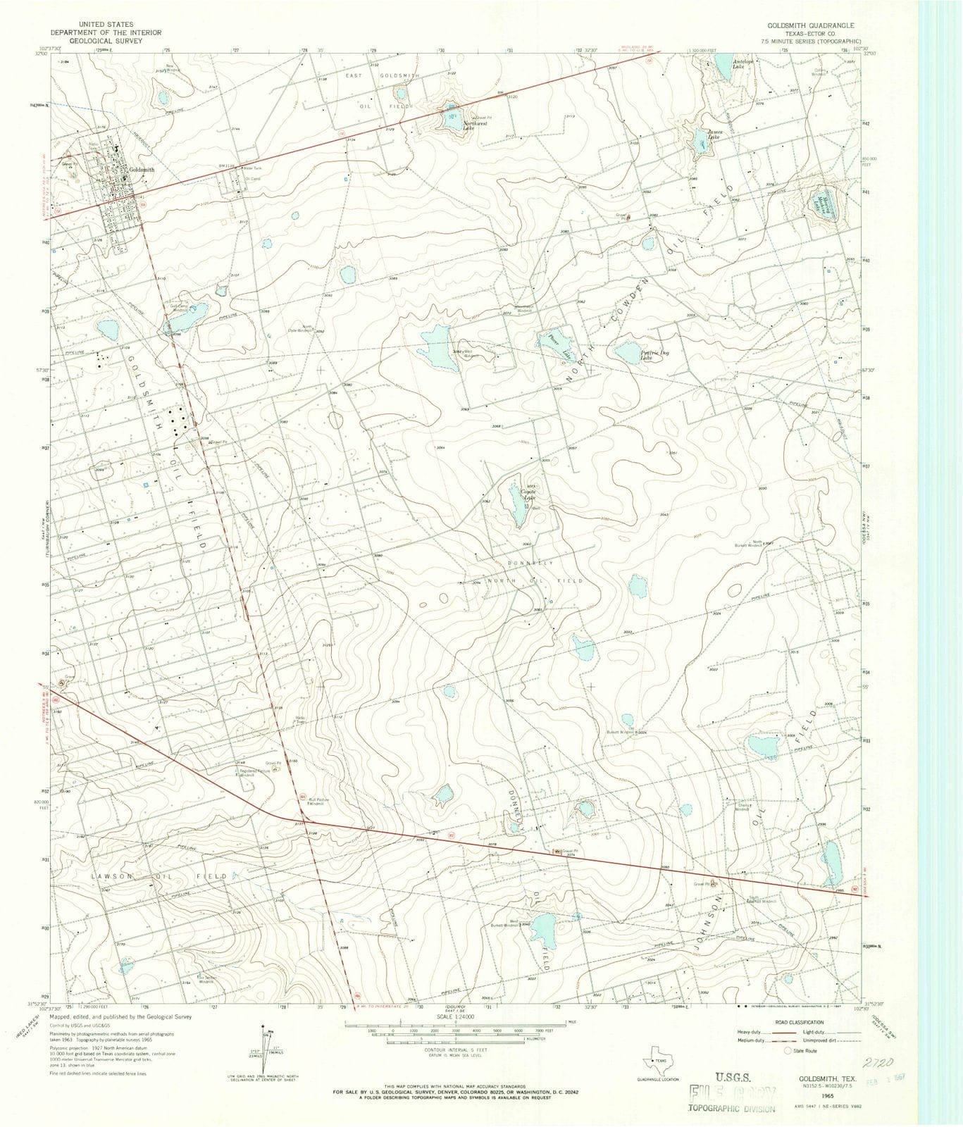 1965 Goldsmith, TX - Texas - USGS Topographic Map