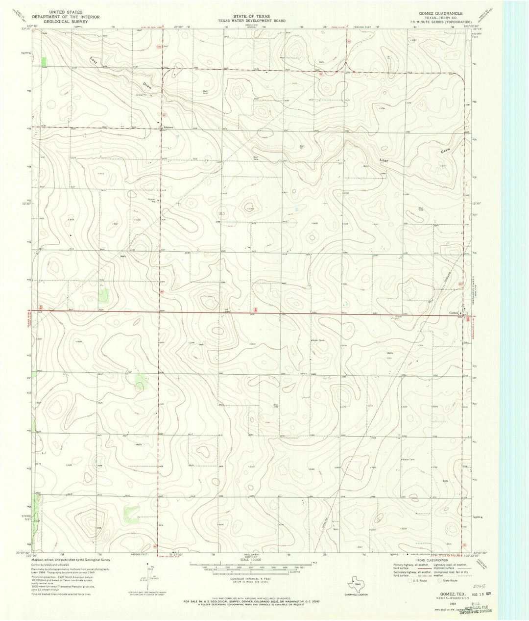 1969 Gomez, TX - Texas - USGS Topographic Map