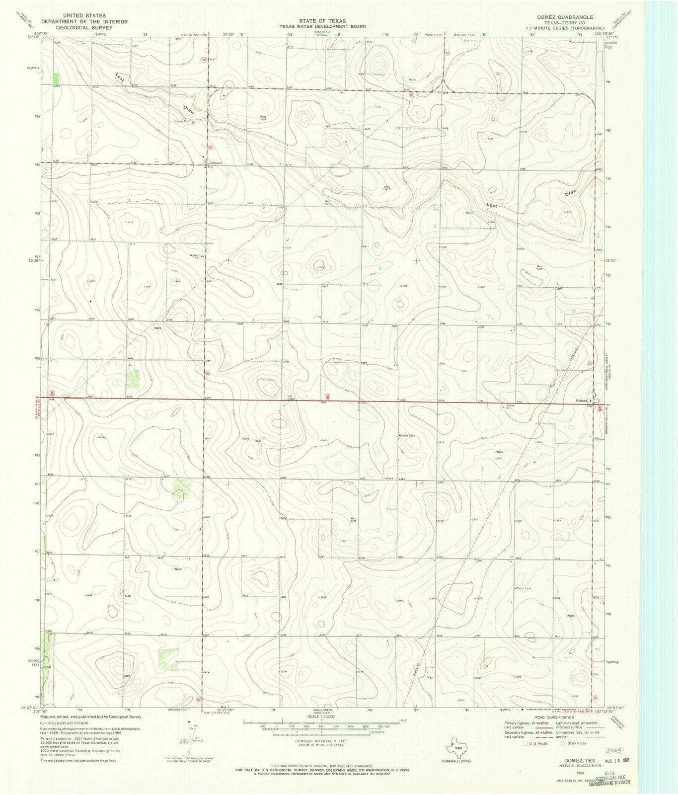 1969 Gomez, TX - Texas - USGS Topographic Map