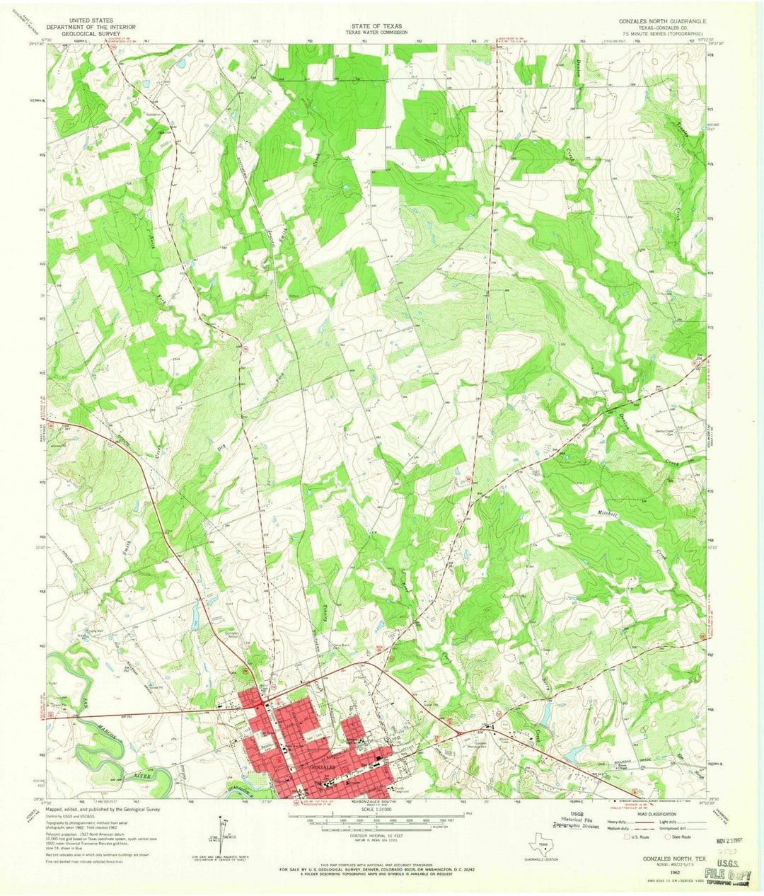 1962 Gonzales North, TX - Texas - USGS Topographic Map
