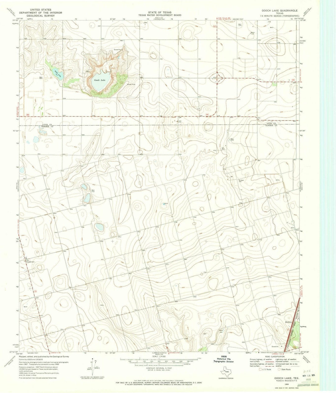 1969 Gooch Lake, TX - Texas - USGS Topographic Map