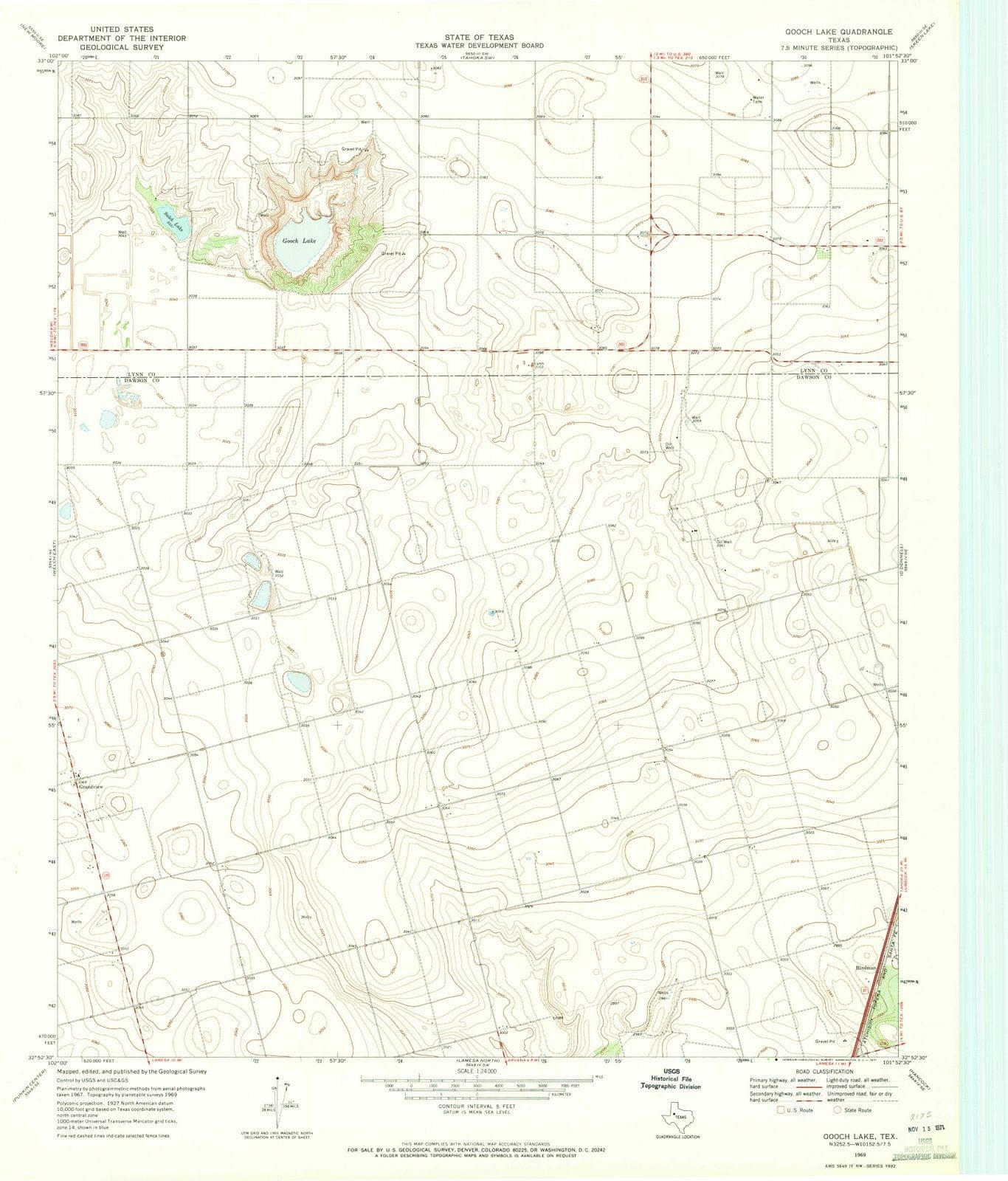 1969 Gooch Lake, TX - Texas - USGS Topographic Map