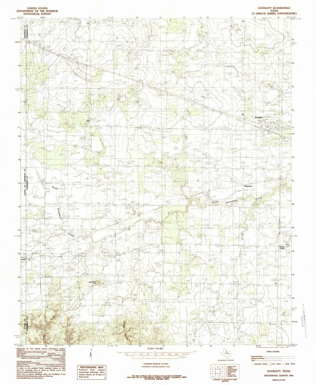 1984 Goodlett, TX - Texas - USGS Topographic Map