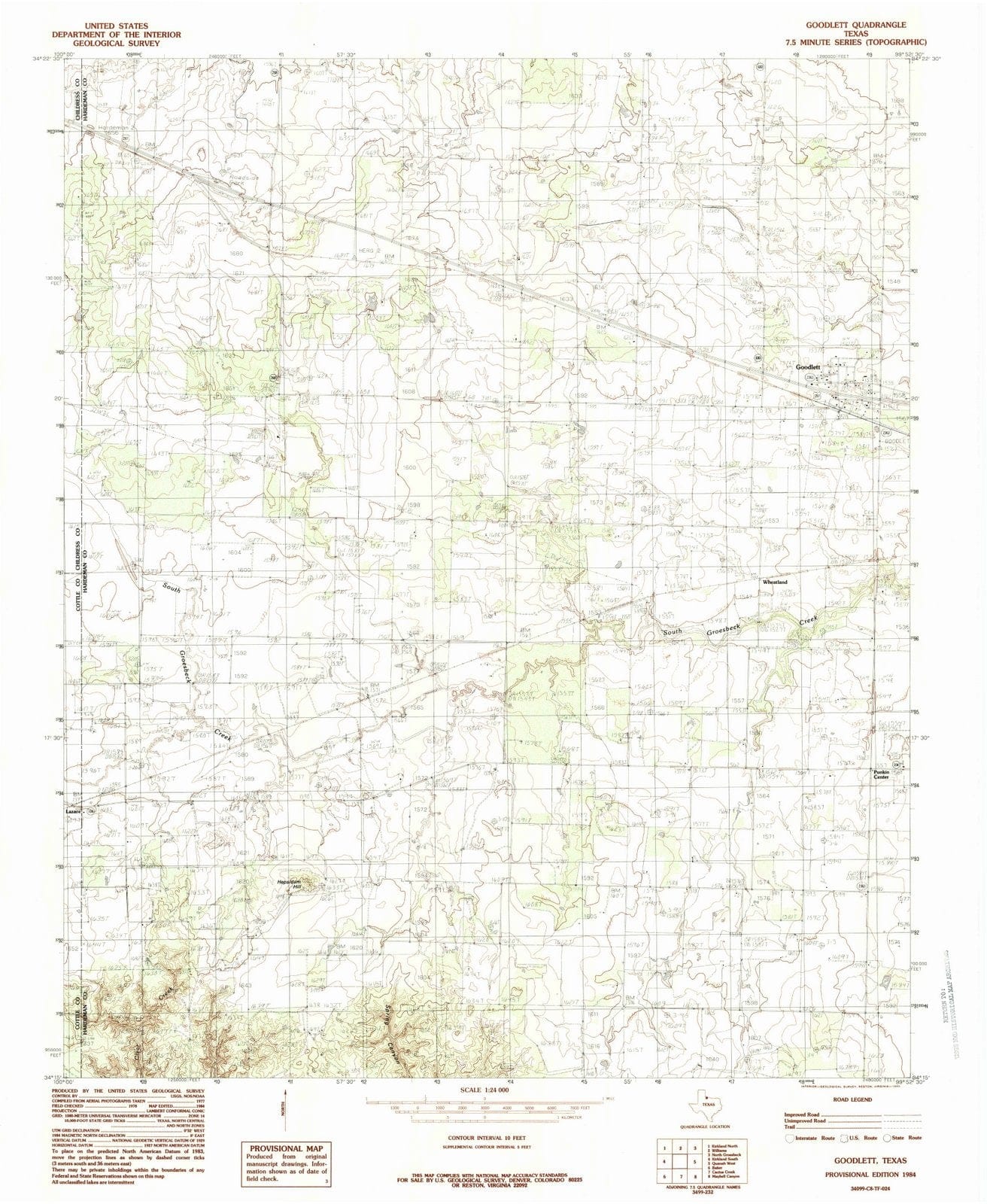 1984 Goodlett, TX - Texas - USGS Topographic Map