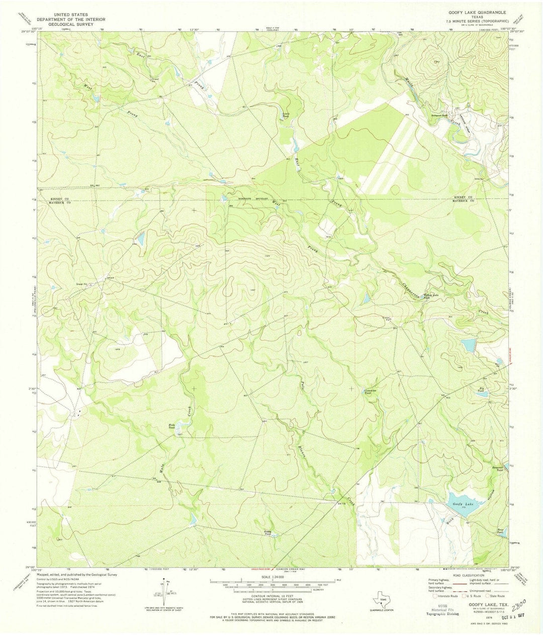 1974 Goofy Lake, TX - Texas - USGS Topographic Map