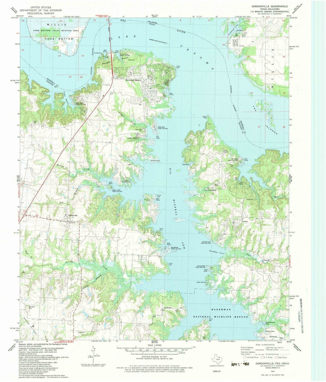 1982 Gordonville, TX - Texas - USGS Topographic Map