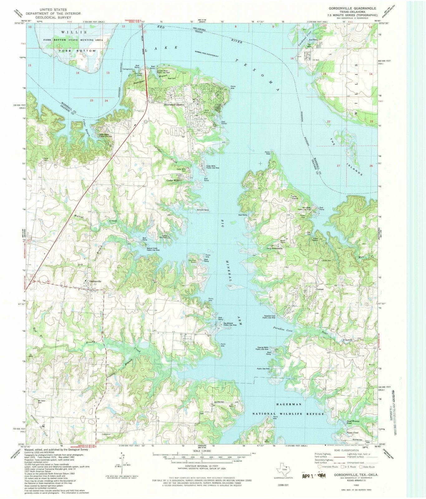 1982 Gordonville, TX - Texas - USGS Topographic Map