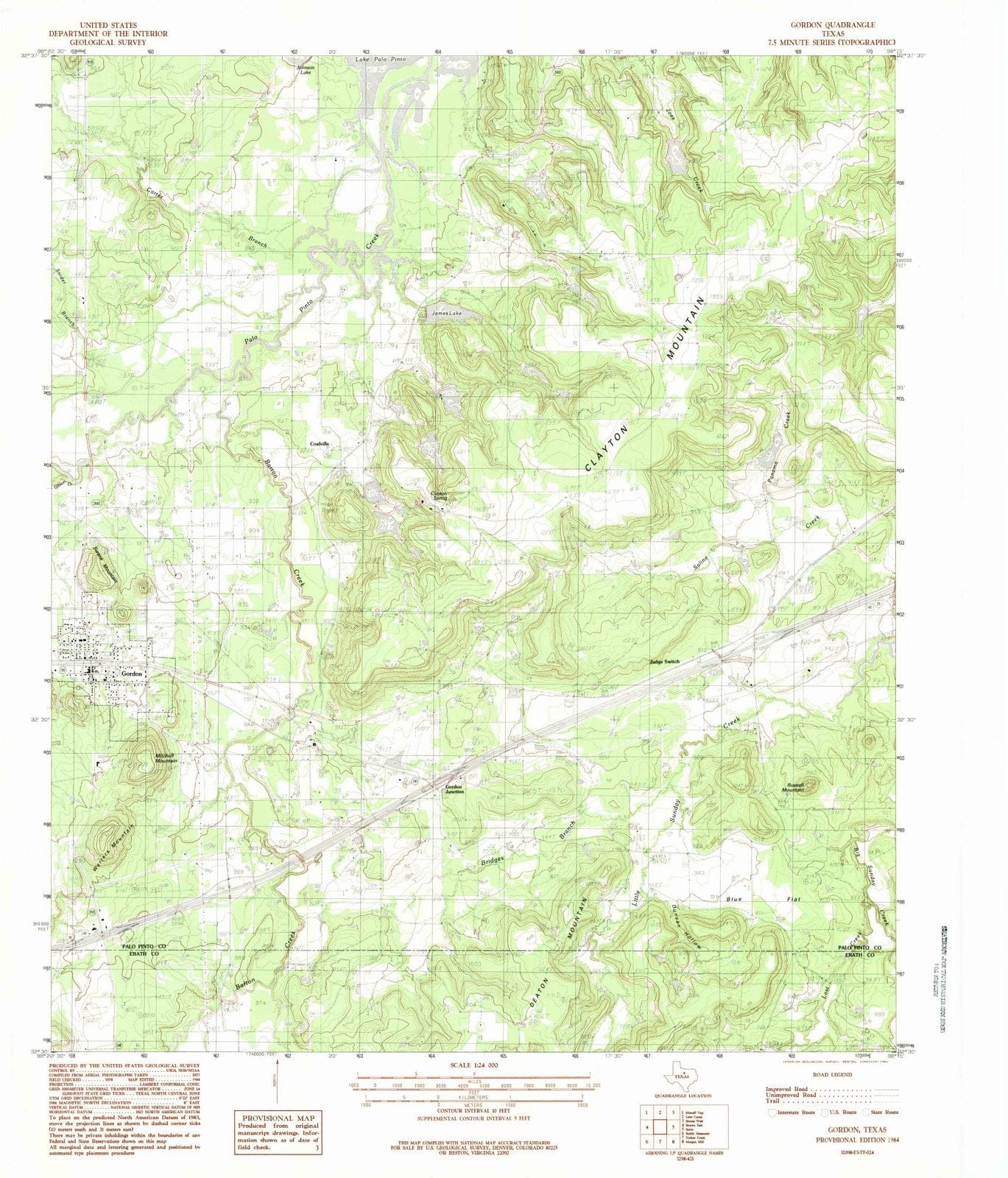 1984 Gordon, TX - Texas - USGS Topographic Map