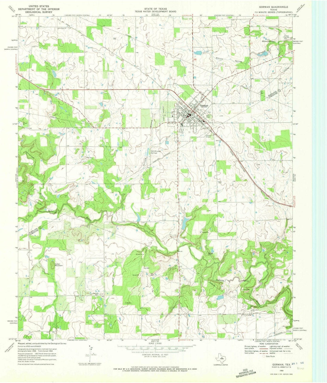 1968 Gorman, TX - Texas - USGS Topographic Map