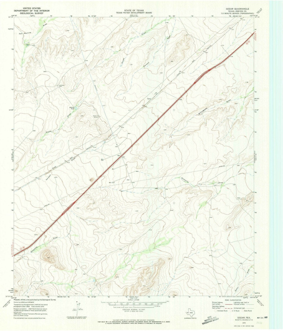 1970 Gozar, TX - Texas - USGS Topographic Map