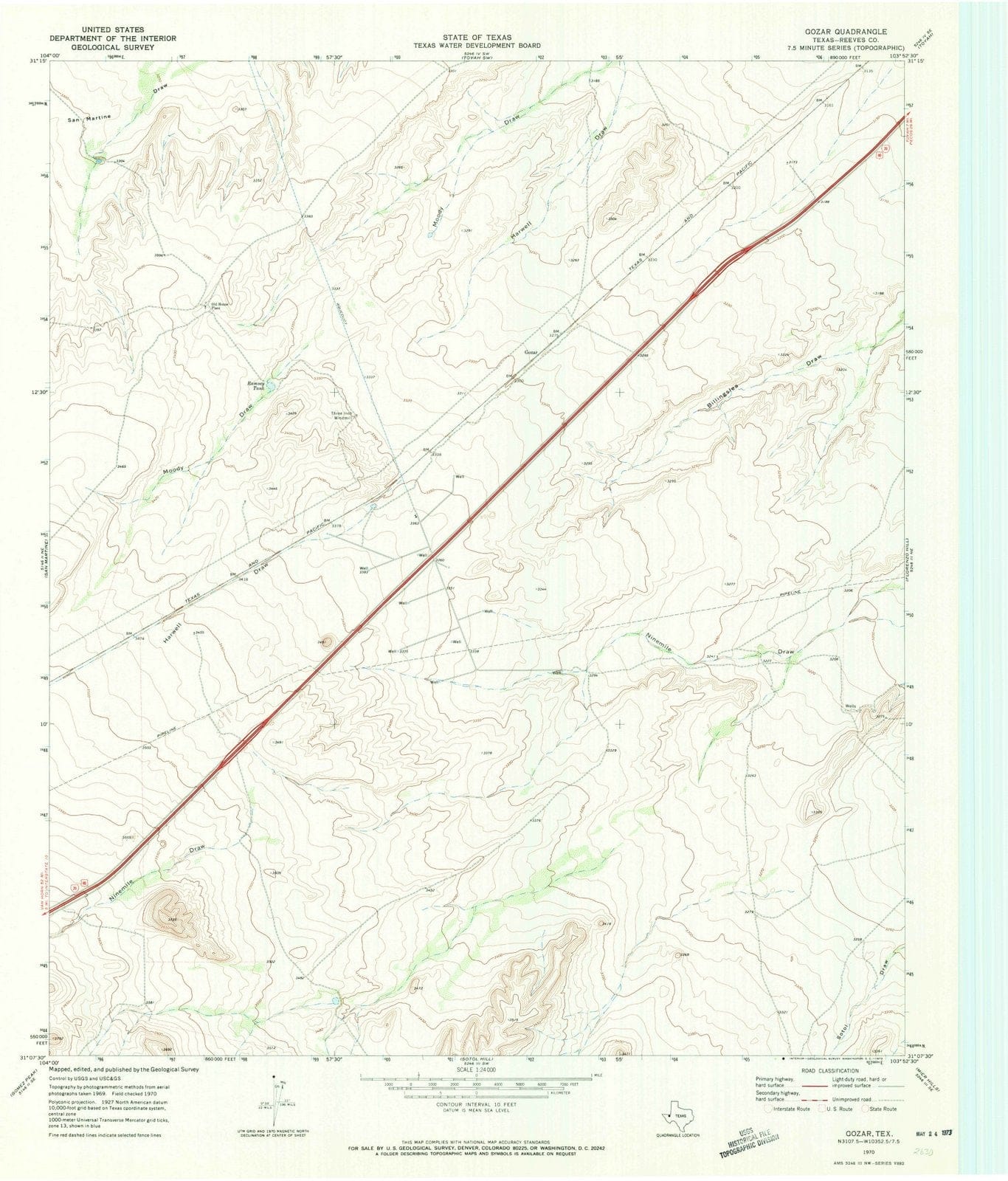 1970 Gozar, TX - Texas - USGS Topographic Map