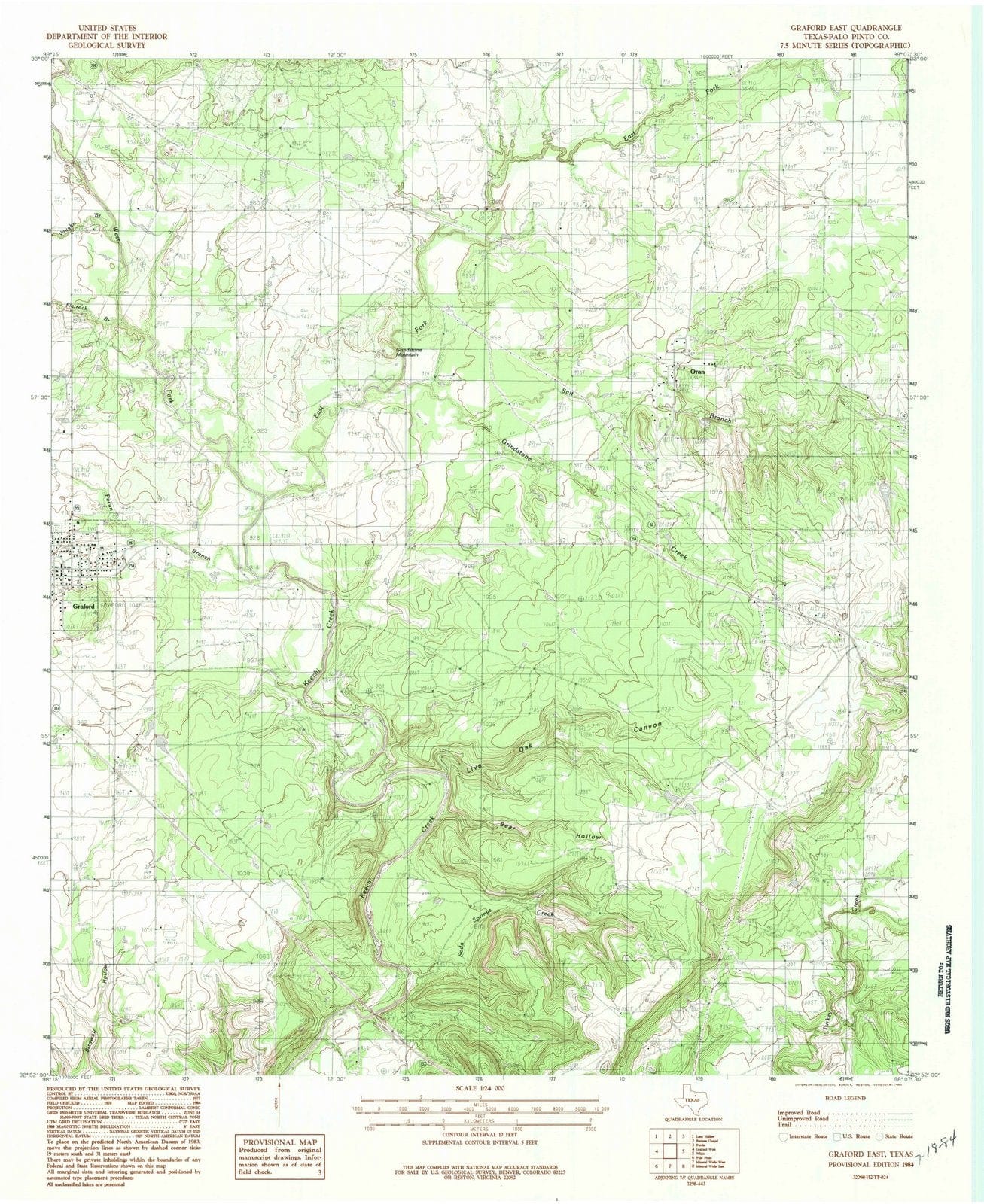 1984 Graford East, TX - Texas - USGS Topographic Map