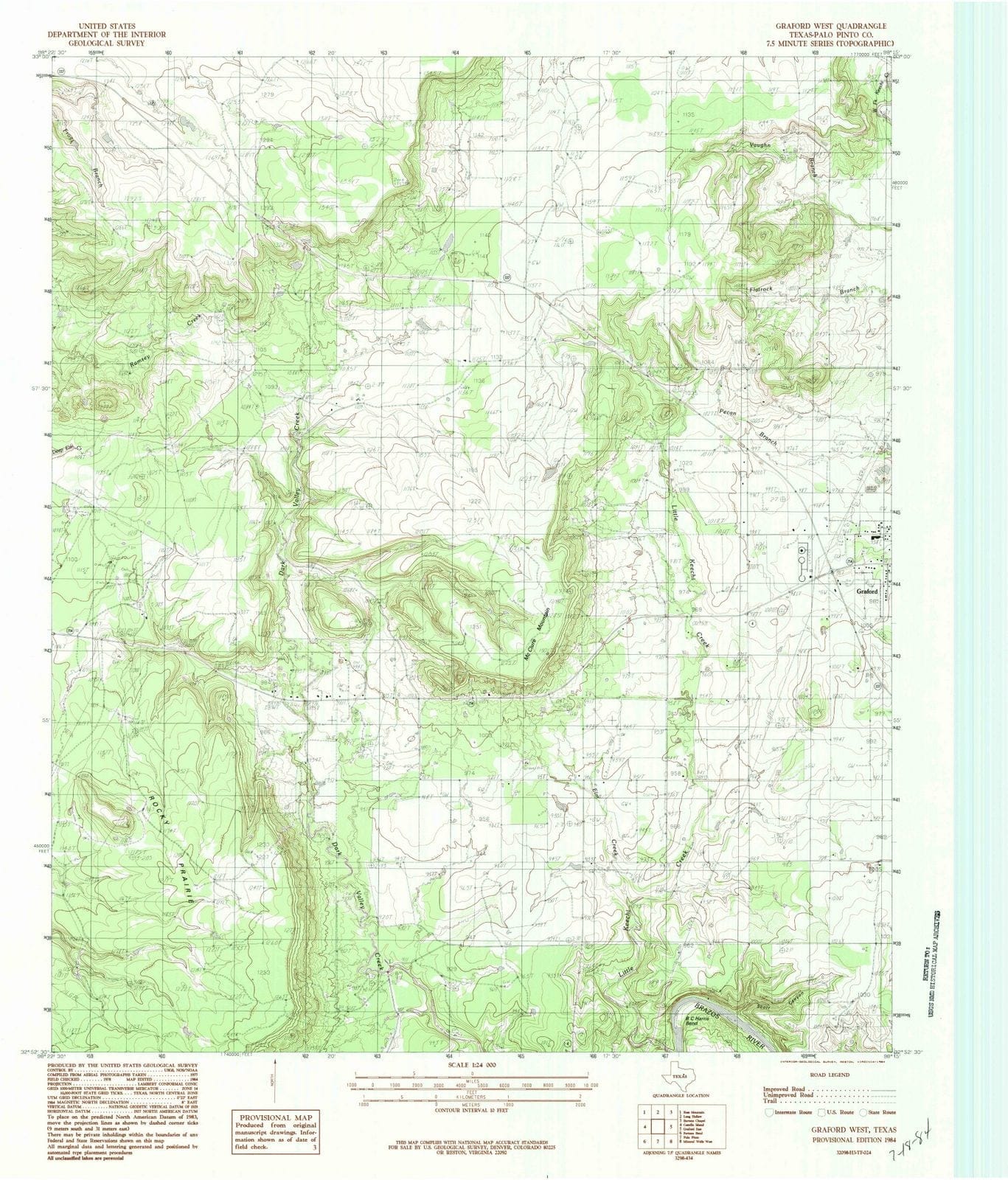 1984 Graford West, TX - Texas - USGS Topographic Map
