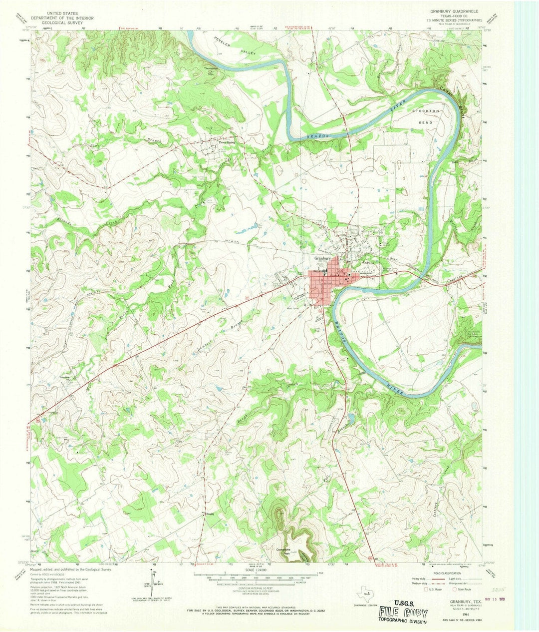 1961 Granbury, TX - Texas - USGS Topographic Map