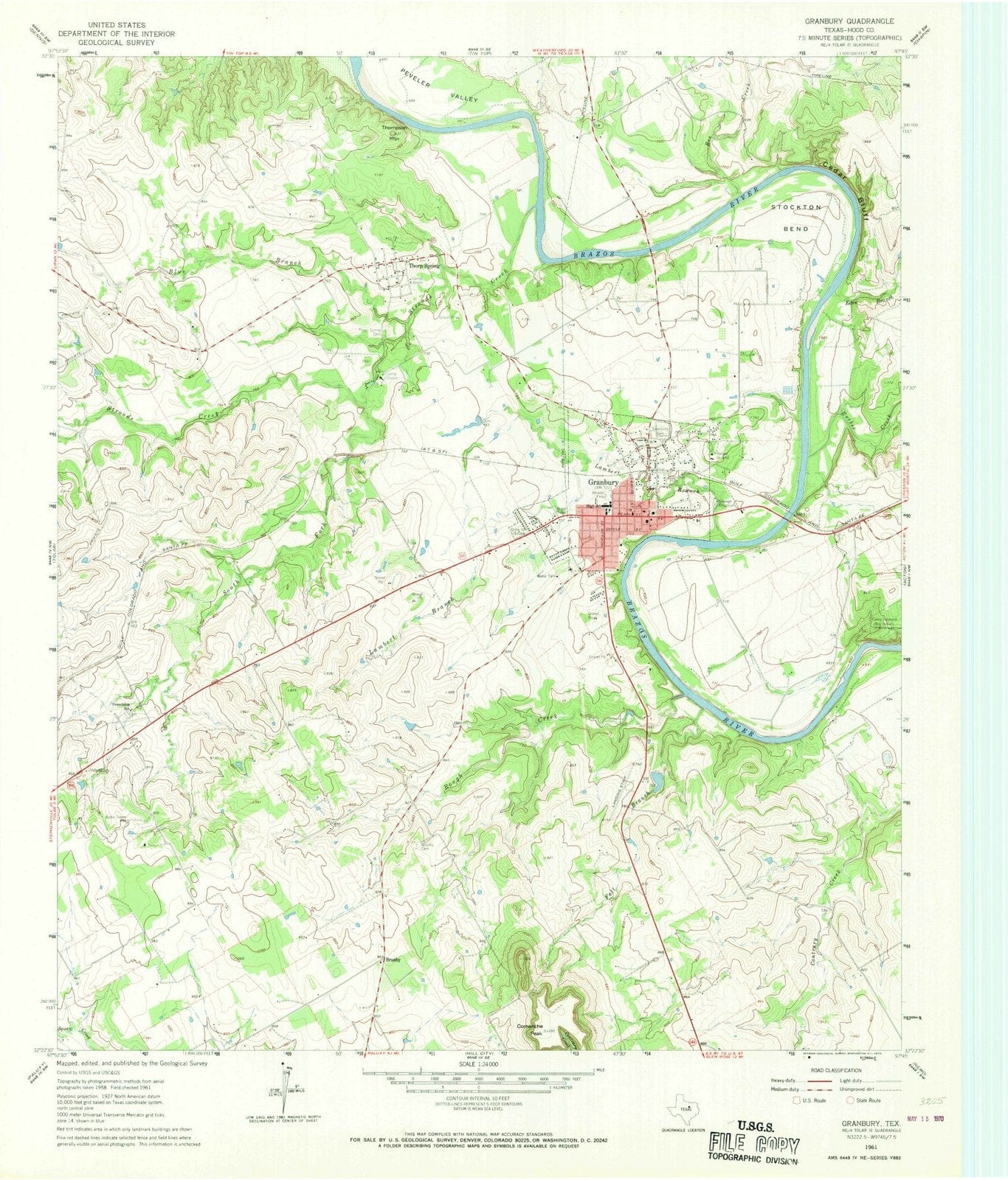 1961 Granbury, TX - Texas - USGS Topographic Map