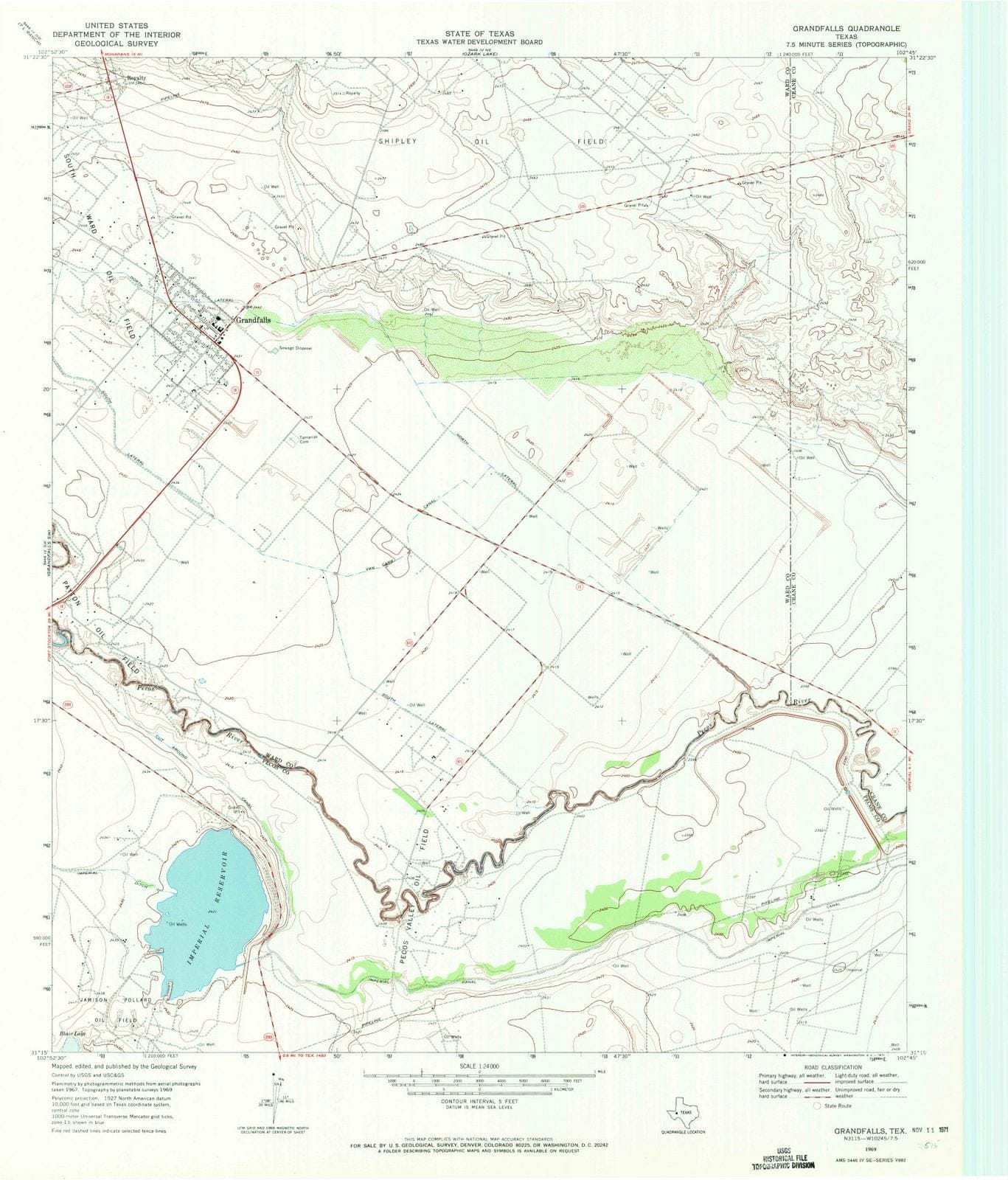 1969 Grandfalls, TX - Texas - USGS Topographic Map