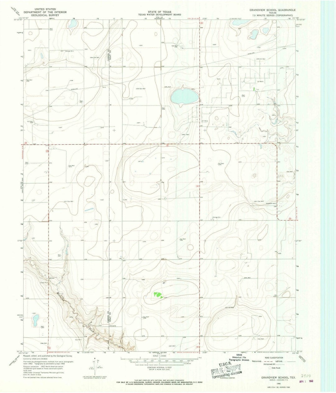 1966 Grandview School, TX - Texas - USGS Topographic Map