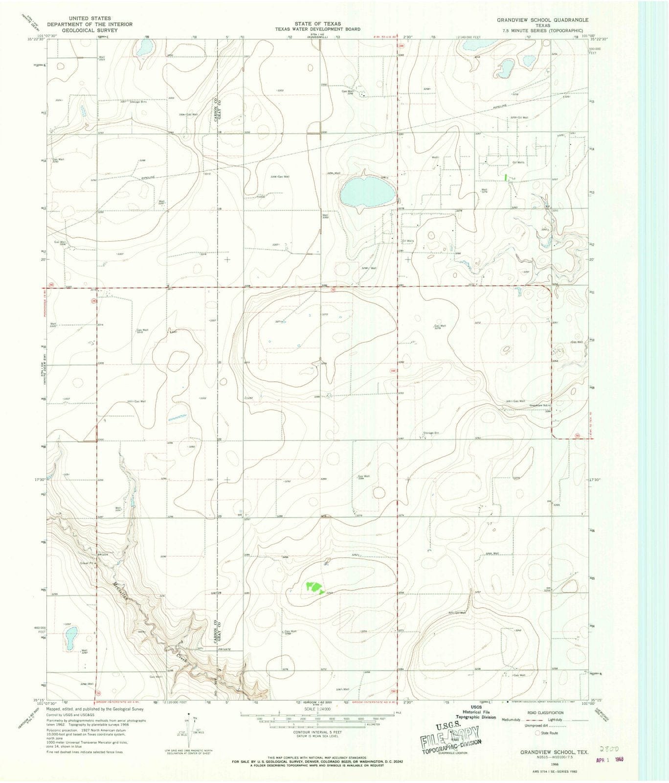 1966 Grandview School, TX - Texas - USGS Topographic Map