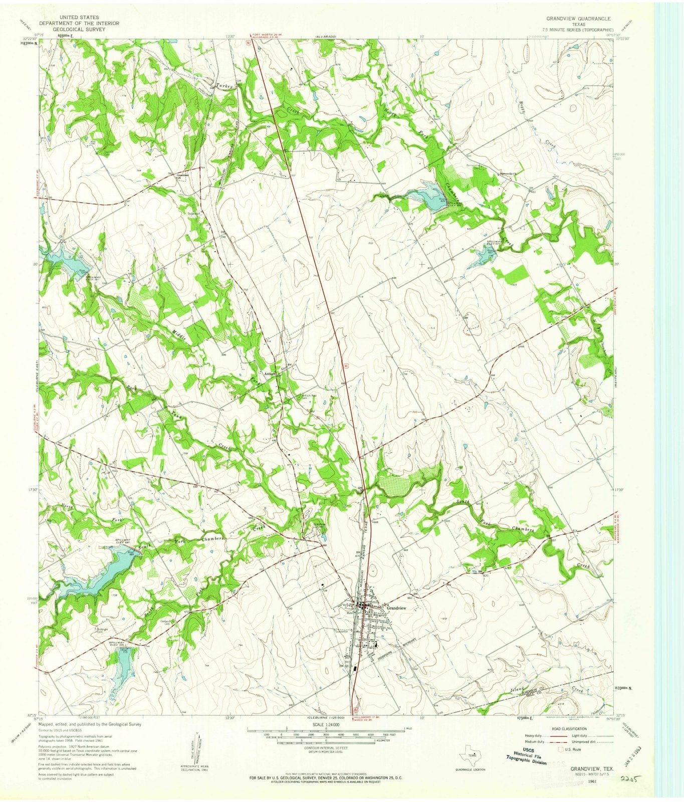 1961 Grandview, TX - Texas - USGS Topographic Map