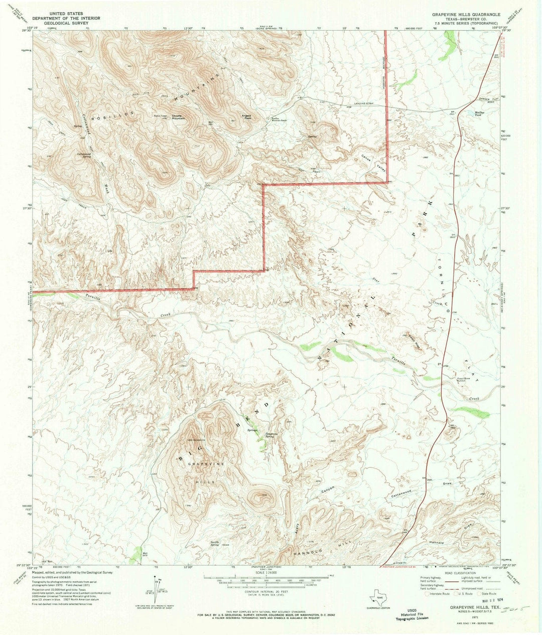 1971 Grapevine Hills, TX - Texas - USGS Topographic Map
