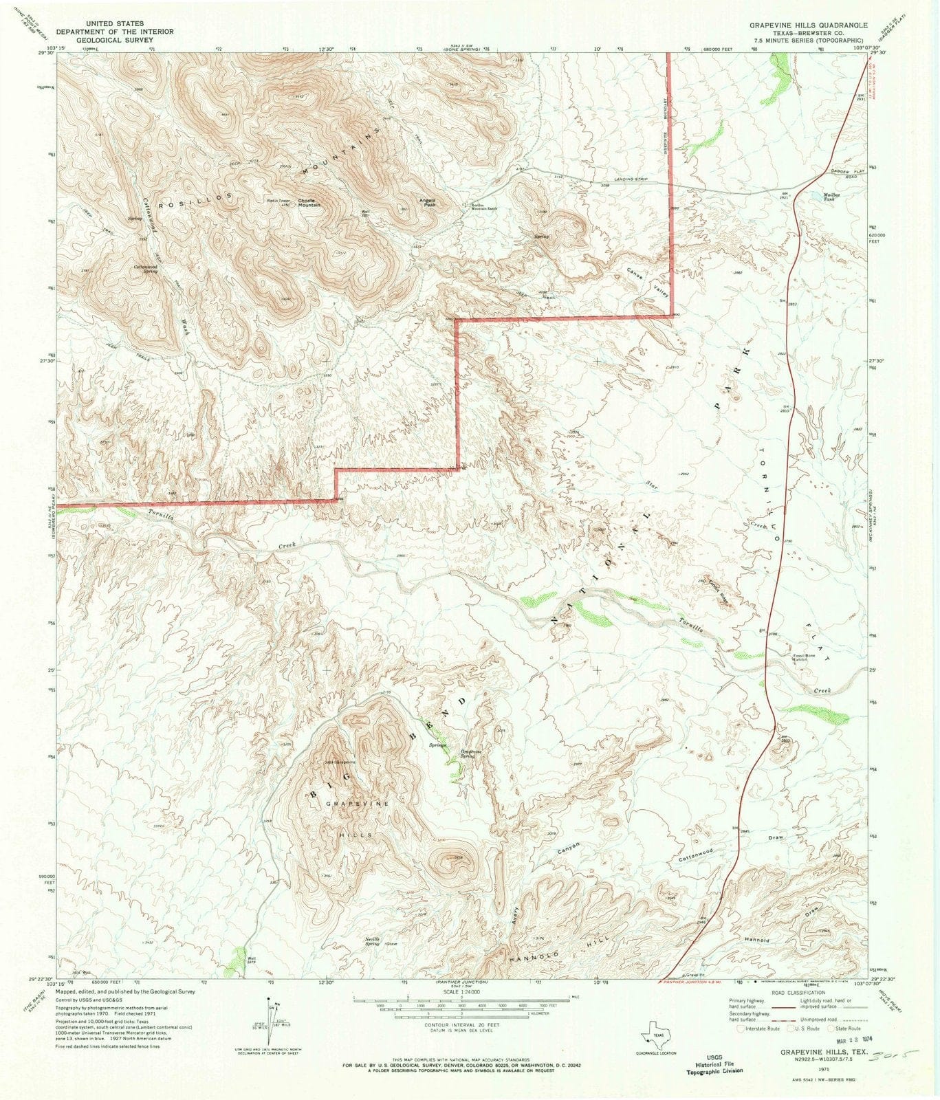 1971 Grapevine Hills, TX - Texas - USGS Topographic Map