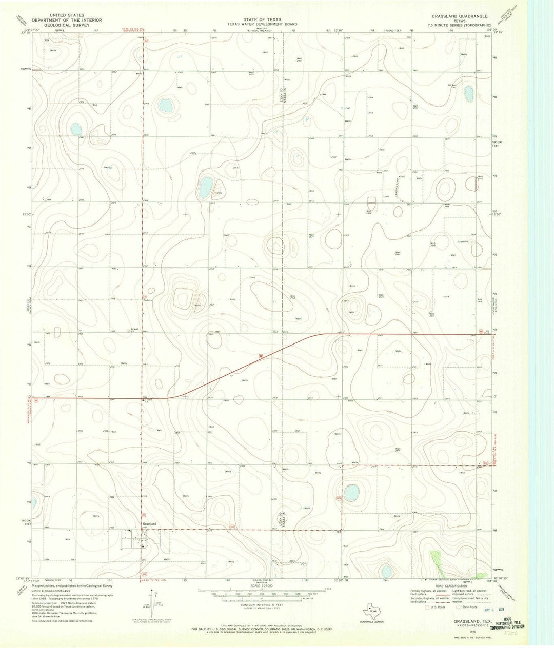 1970 Grassland, TX - Texas - USGS Topographic Map
