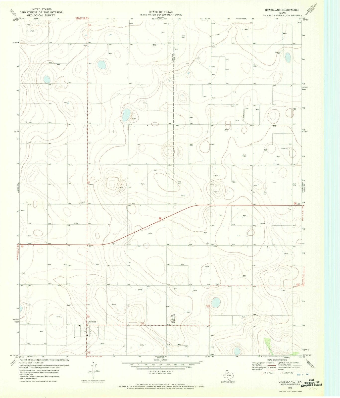 1970 Grassland, TX - Texas - USGS Topographic Map
