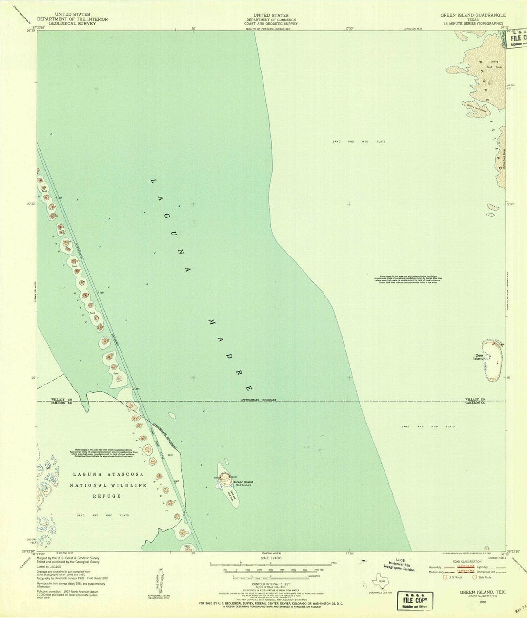 1952 Green Island, TX - Texas - USGS Topographic Map