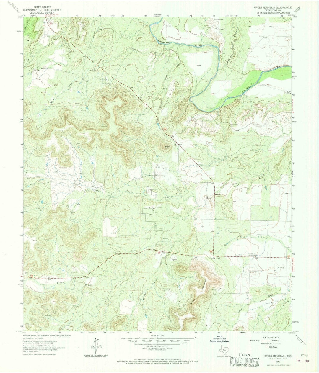1962 Green Mountain, TX - Texas - USGS Topographic Map