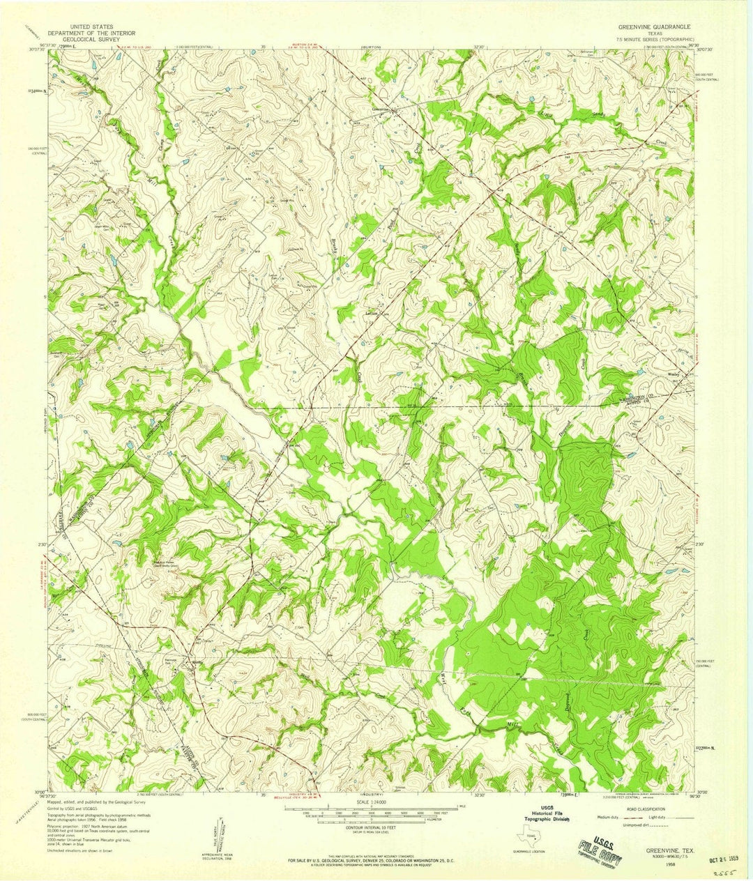1958 Greenvine, TX - Texas - USGS Topographic Map